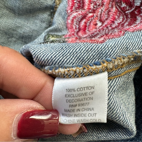 A.n.a.-A New Approach Embroidered Floral Rose Long Sleeve Denim Jacket Size M - Picture 9 of 11